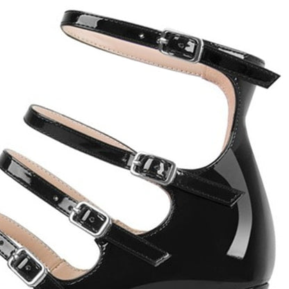 flowersverse - Women's New Spring and Autumn Casual High Heels Sexy Thick Sole High Heels Mary Jane Shoes Black Platform High Heels