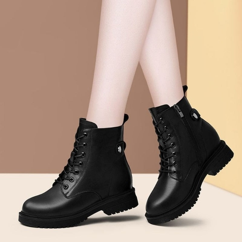 flowersverse Women's Ankel Boots Autumn Winter Women Chelsea Boots Womens Short Boots Flat Shoes Fashion Platform Boots Gothic Botas De Mujer