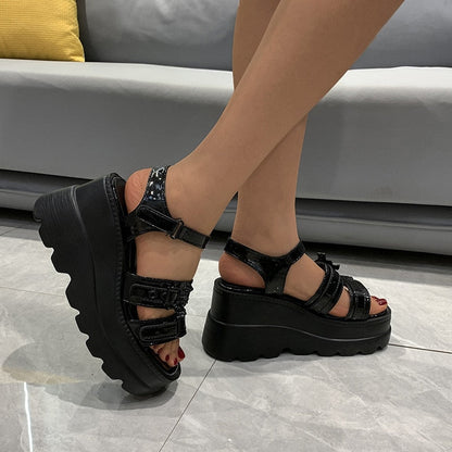 Amozae  Women's Platform Sandals Fashion Punk Gothic Wedge Sandals Women Platform Casual Woman High Heels Sandales Femmes Été
