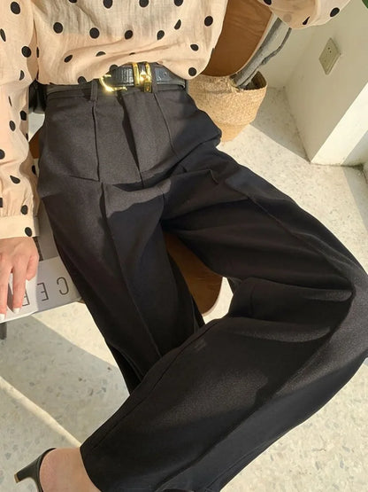 Solid Women Pants High Waist Loose Wide Leg Pants Women Casual Straight Trousers Women Fashion High Street Suit Women's Pants