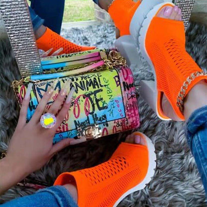 Amozae  Summer Fish Mouth High Heels Fashion Sandals Simple Breathable Leak Toe Leak Heel Women Sandals Tacones Altos De Mujer