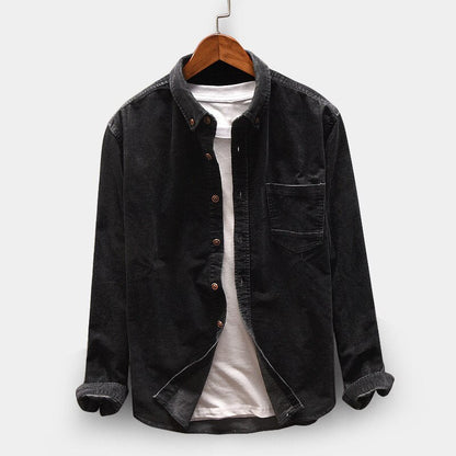 flowersverse Autumn Men Shirt Long Sleeve Regular Fit Mens Casual Shirt Thick Solid Color Men's Shirts With Pockets Male Coat MY846