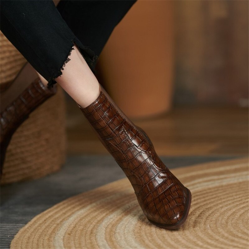 flowersverse  New Autumn/Winter Women's Boots Pointed Toe Chunky Heel Short Boots Elastic Sleeve Boots Shoes For Women High Heels 34-42