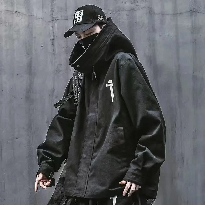 flowersverse  -  Men Japanese Harajuku Sweatshirt Oversize Hoodie Long Cloak Hip Hop Gothic Outwear Streetwear Techwear Coat Tops Clothes
