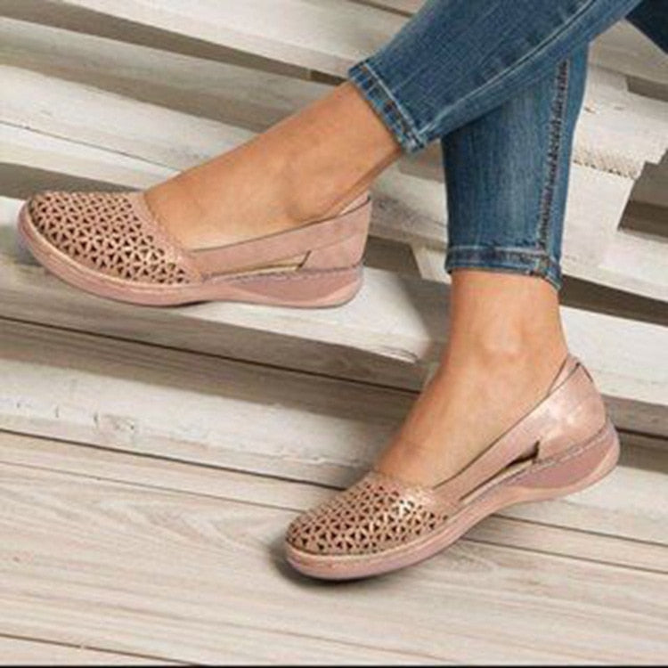 Graduation Gift New Fashion Women Shoes Breathable Hollow Slip-On Flat Loafers Comfortable Outdoor Sports Round Head Casual Shoes