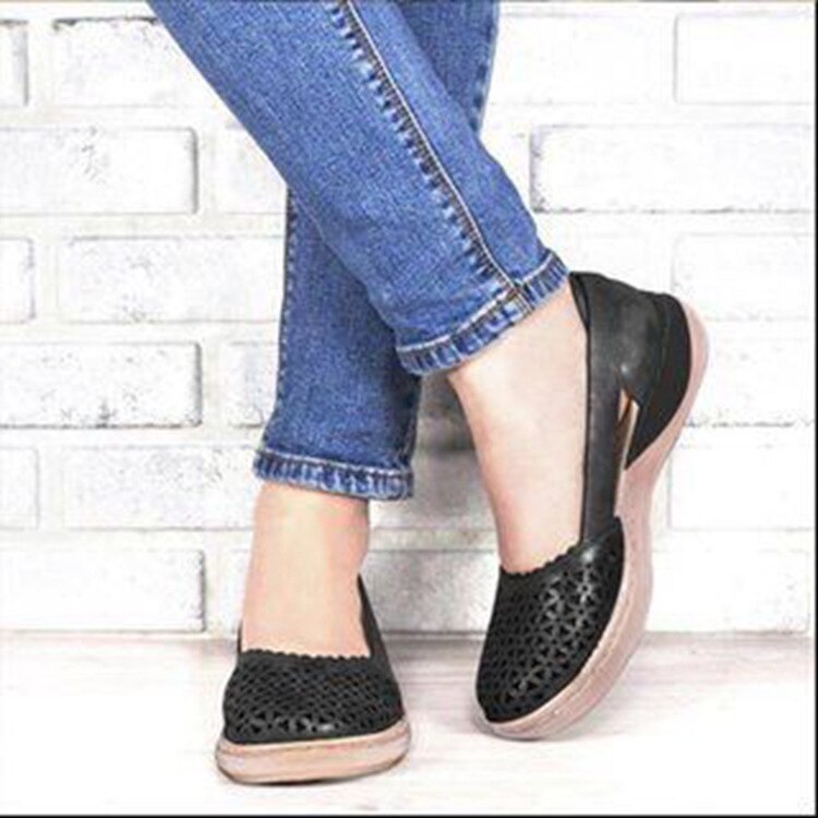 Graduation Gift New Fashion Women Shoes Breathable Hollow Slip-On Flat Loafers Comfortable Outdoor Sports Round Head Casual Shoes