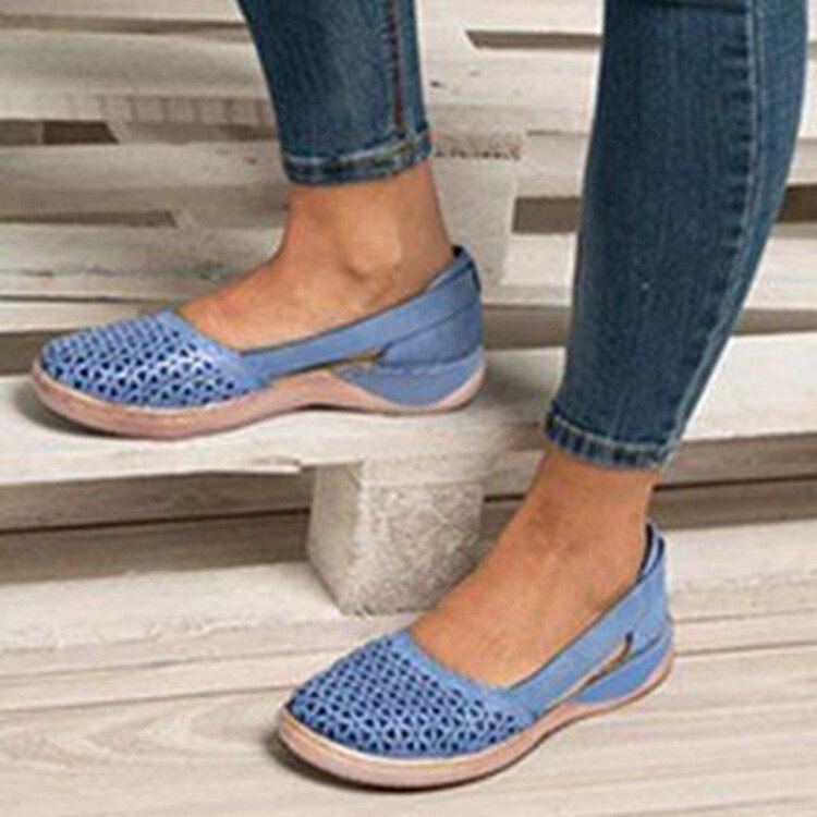 Graduation Gift New Fashion Women Shoes Breathable Hollow Slip-On Flat Loafers Comfortable Outdoor Sports Round Head Casual Shoes