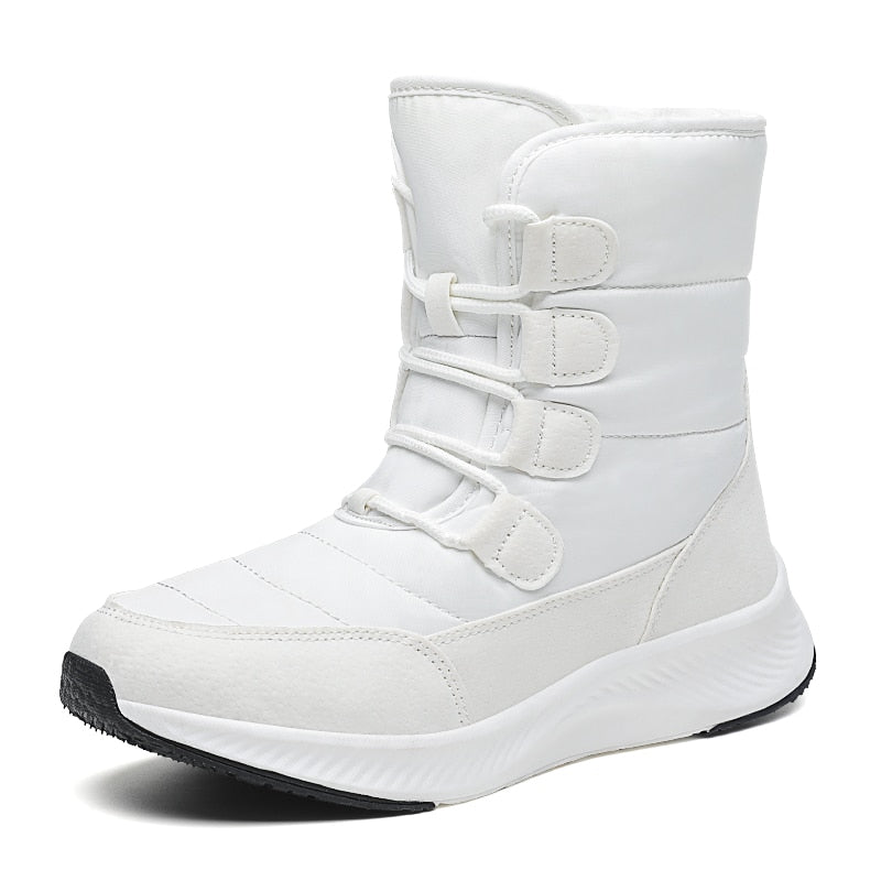 flowersverse Women Boots Winter White Snow Boot Short Style Upper Non-Slip Quality Plush Botas  Invierno Platform Shoes  Botas Mujer