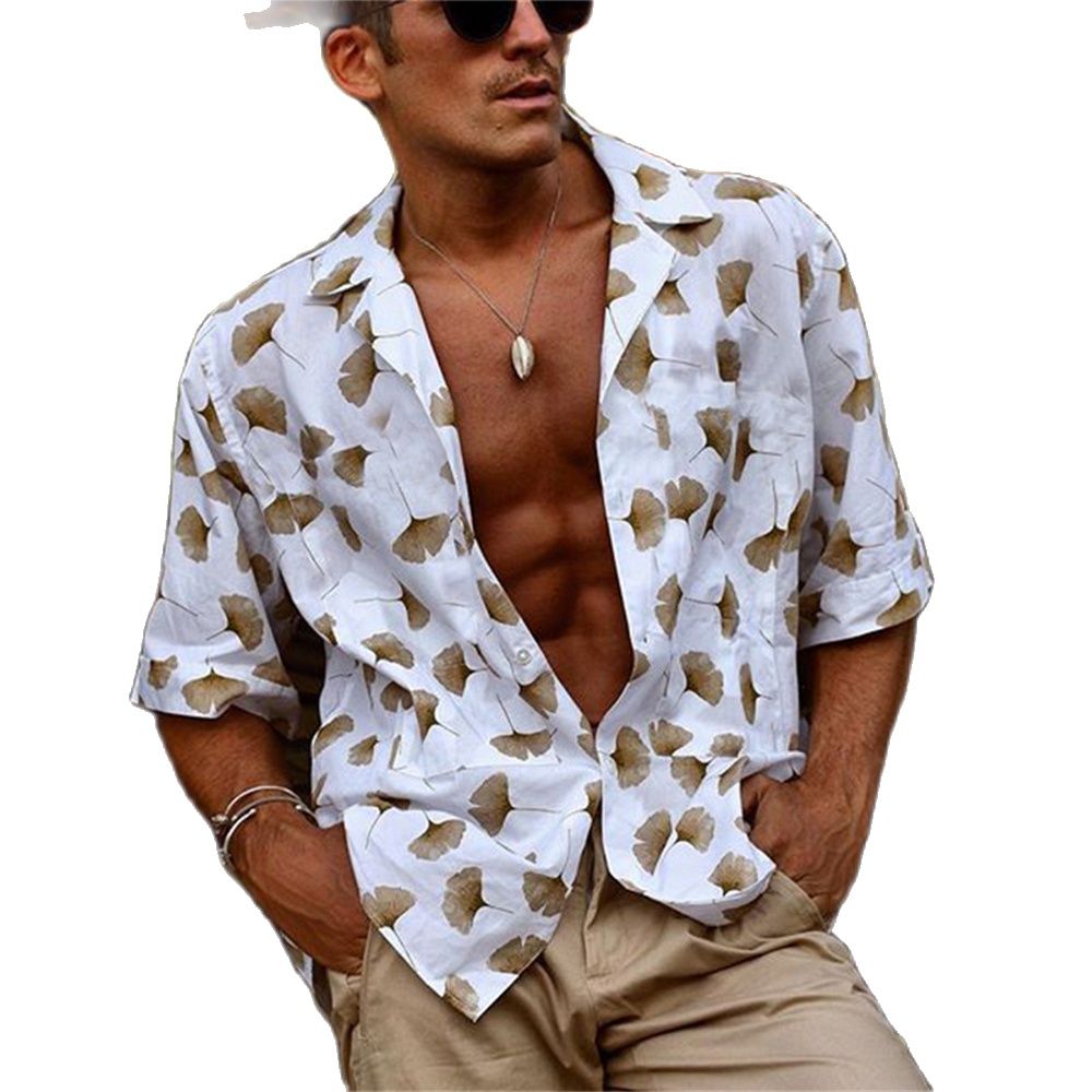 flowersverse New Luxury Social Shirts For Men Casual Floral Print Short-sleeved Tees Summer Loose Simple Tops Lapel Shirt Men's Clothing