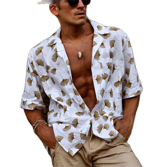 flowersverse New Luxury Social Shirts For Men Casual Floral Print Short-sleeved Tees Summer Loose Simple Tops Lapel Shirt Men's Clothing
