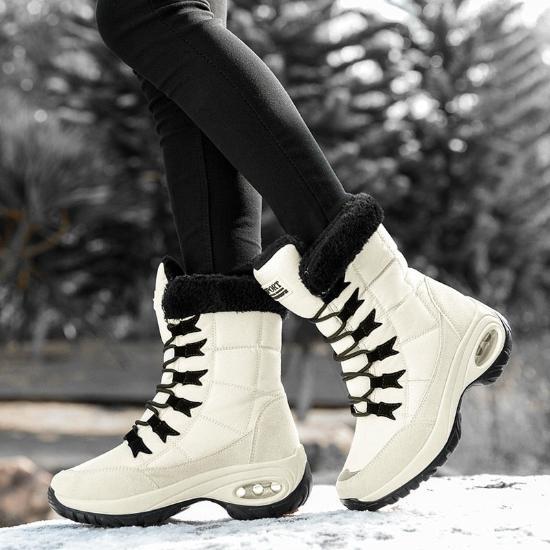 flowersverse Snow Boots Women Winter Plus Velvet Woman Shoes Warm Boots Upset To Keep Warm Thick Cotton Furry Red Women Boots Botas De Mujer