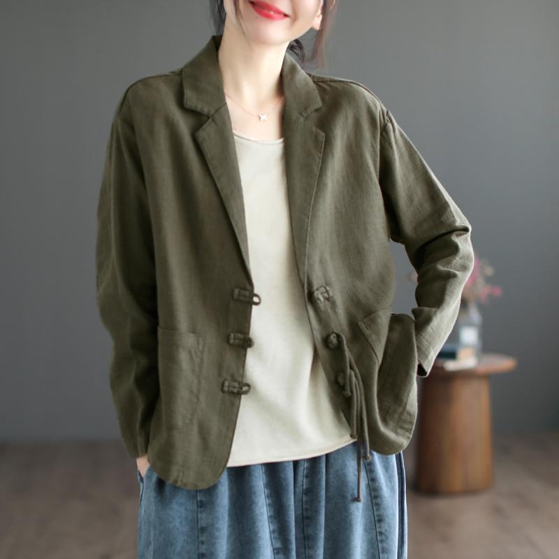 flowersverse Thin Blazer Women Coats Women Clothing Fashion Clothes Casual Vintage Spring Elegant Cotton Linen Streetwear Autumn Comfortable
