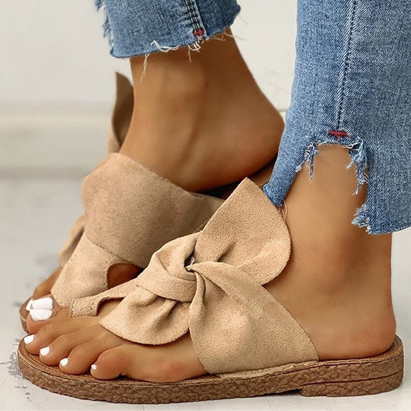 Christmas Gift 2022 Summer Sandals Casual Flat Shoes Female Bowknot Casual Summer Shoes For Women Flip Flop Flats Chaussure Femme