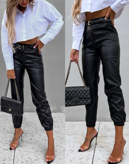 PU Leather High Waist Pants