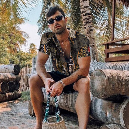 flowersverse New Luxury Social Shirts For Men Casual Floral Print Short-sleeved Tees Summer Loose Simple Tops Lapel Shirt Men's Clothing