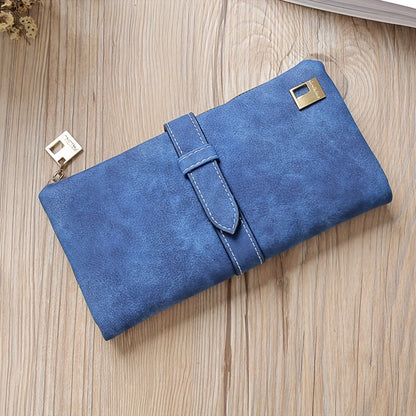 Retro Chic Frosted Long Clutch Wallet - Spacious Card Slots & Phone Pouch - Secure Money Purse for Fashion-Forward Women