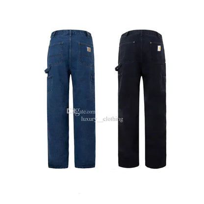 New pants designer luxury fashion men's original B136 washed old overalls double knee canvas men's logging pants