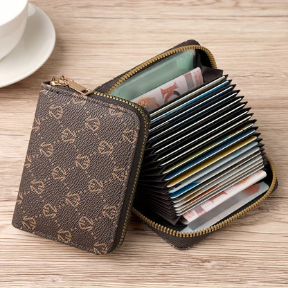 Multi-Slot Compact Zip-Around Wallet – Mini Printed Clutch with Coin Purse, Portable Design for Daily Use, Secure Credit Card & Cash Organizer