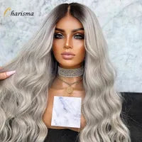 Ombre Ginger Orange Colored Lace Front Human Hair Wigs For Women Transparent Lace Body Wave Synthetic Wig Pre Plucked 180%