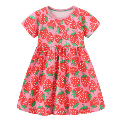 Girl s Dresses Jumping Meters Princess Baby With Giraffe Applique Cute Summer Girls Party Dress Fashion Children s Clothes Selling 230422