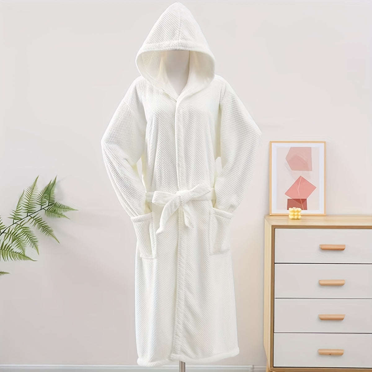 Super Soft Polyester Hooded Bathrobe - Contemporary Style with Unique Textured Pattern - Knit Fabric, 240gsm - Space Theme Unisex Home Wear for All Seasons (1 Piece)