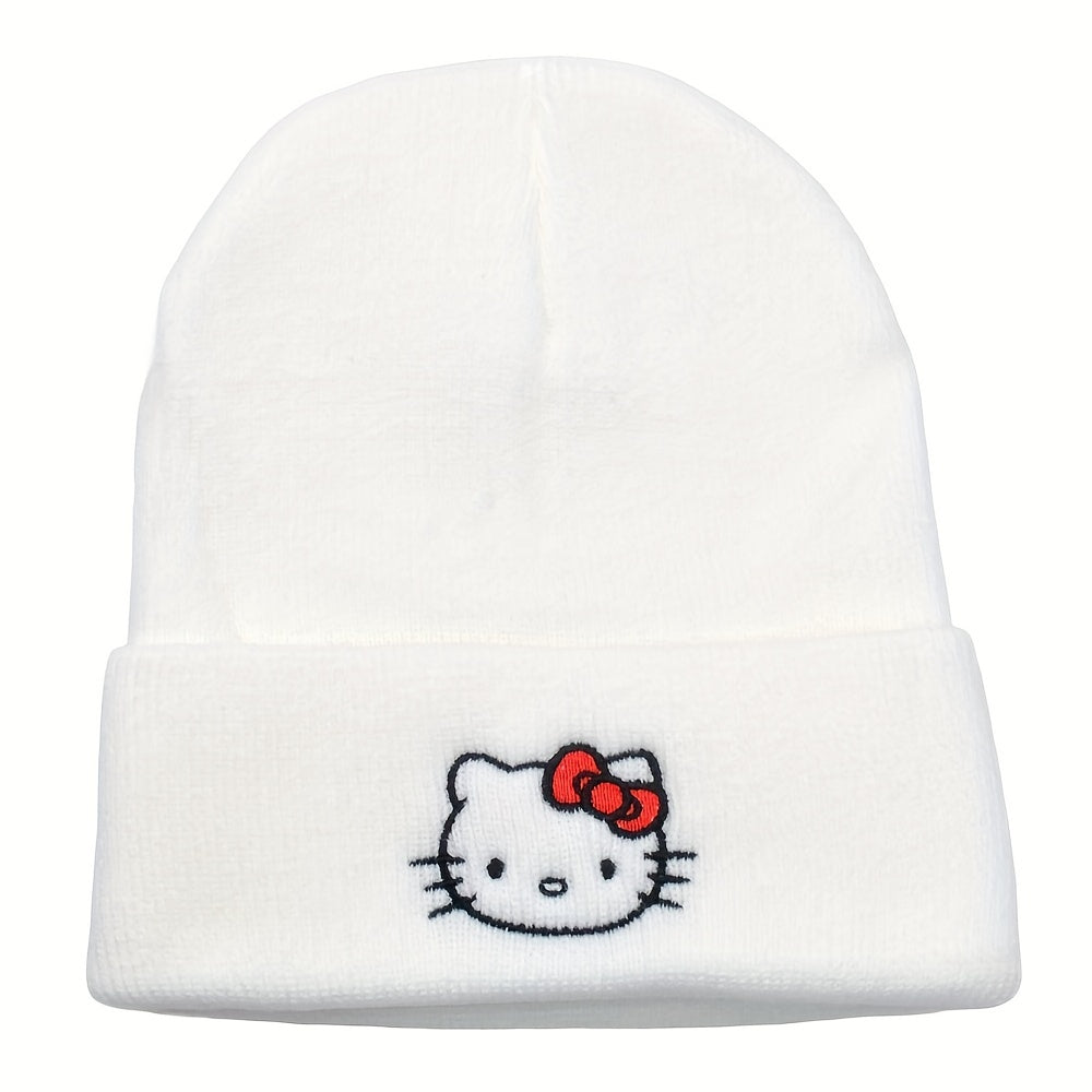 Adorable Hello Kitty Knitted Beanie Hat - Soft, Stretchy, Slouchy, Warm, and Stylish Winter Cap for Women - Cute Fashion Accessory for Cold Weather