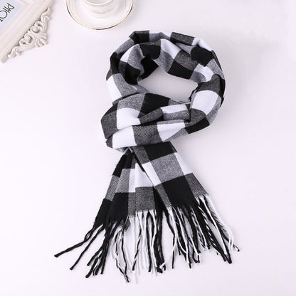 Men's Plaid Pattern Fringe Scarf