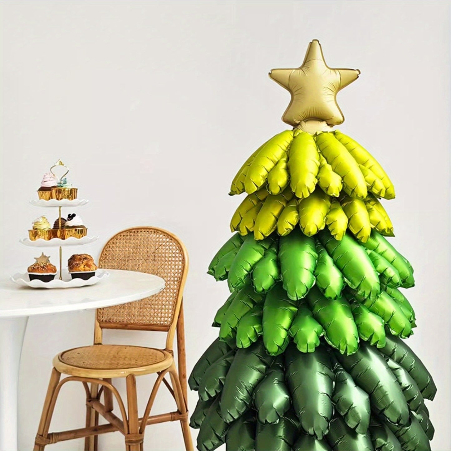 Aluminum Film Christmas Tree Balloon Set - Dual Style Festive Decoration, Suitable for Weddings, New Year Celebrations, Christmas Parties & Proms, for Ages 14+ (1 Set, No Electricity Required)