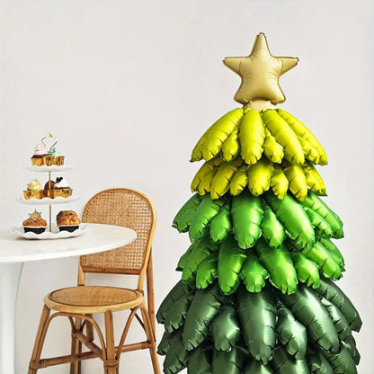 Aluminum Film Christmas Tree Balloon Set - Dual Style Festive Decoration, Suitable for Weddings, New Year Celebrations, Christmas Parties & Proms, for Ages 14+ (1 Set, No Electricity Required)