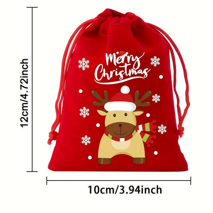 8pcs Christmas Velvet Drawstring Gift Bags Set - Perfect for Candy, Jewelry & Party Favors - Ideal for Weddings, Birthdays & Holidays