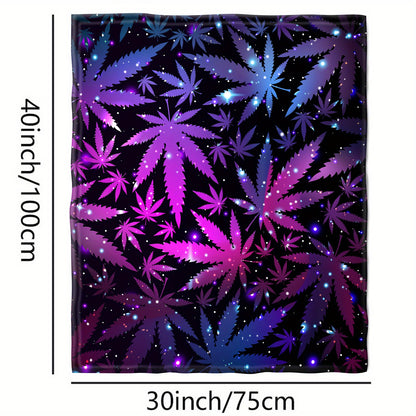 1pc Vibrant Leaf Print Blanket - Soft, Cozy, Travel-Friendly, and Versatile - Perfect for Couch, Bed, Sofa, Birthday Gift, and Outdoor Adventures