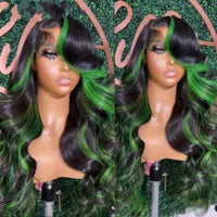 Ash Blonde Highlights 13x4 Lace Front Human Hair for Women Black Roots Ombre Body Wave Synthetic Wig Pre Plucked