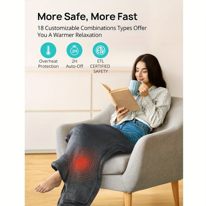 Evajoy Extra-Large Electric Massager Heating Pad - 24" x 29.5" for Back Pain Relief EJ-BD033