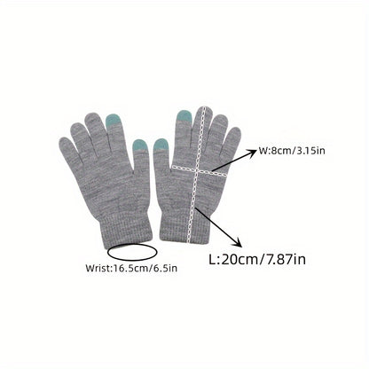 Color Random Touch Screen Women's Knitted Touch Screen Gloves, Warm Winter Gloves