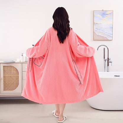 Ultra-Soft Microfiber Bathrobe With Pineapple Pattern - Quick-Dry, Lint-Free, Easy-Wear Design For Home & Hotel Use