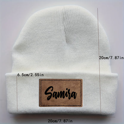 Customized Unisex Stretchy Knit Beanie Cap - Soft, Cool, and Handsome Winter Hat with Personalized Patch Design - Cotton Blend, High Stretch, Hand Washable, Perfect for Men and Women, Great Fathers Day Gift