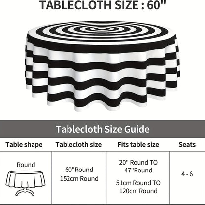 1PC, Deluxe Round Tablecloth - 60 Inch, Stain, Water, and Wrinkle Resistant, Easy Care, Simple yet Elegant Decoration for Home Kitchen, Dining Room, Patio, Indoor, and Outdoor Use