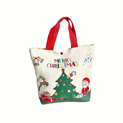 Festive Christmas Tote Bag: Perfect for Gifts Or Groceries - Merry Christmas Design, 26Cm X 10.24In, Youthful Fabric, No Feathers, Suitable for Christmas Decorations