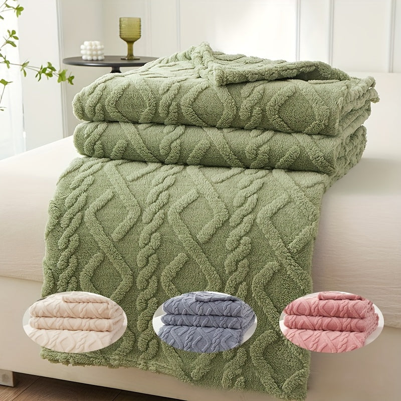 1pc Ultra-Soft Lamb Fleece Blanket - Comfortable, 3D Fashionable Design, Plush, Thick, Warm, Multifunctional for Bed, Couch, Travel - Soft, Air-Conditioning, Flannel, Throw Blanket for Cozy Nights