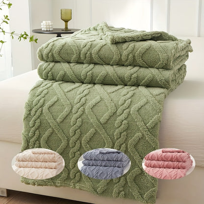1pc Ultra-Soft Lamb Fleece Blanket - Comfortable, 3D Fashionable Design, Plush, Thick, Warm, Multifunctional for Bed, Couch, Travel - Soft, Air-Conditioning, Flannel, Throw Blanket for Cozy Nights