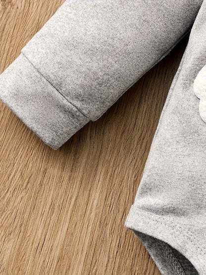 2pcs Baby's Christmas Co-Ords, Bow Decor Turndown Collar Faux Two-piece Romper & Casual Pants, Toddler & Infant Boy's Clothing Set For Fall Winter, Outdoor Cloth