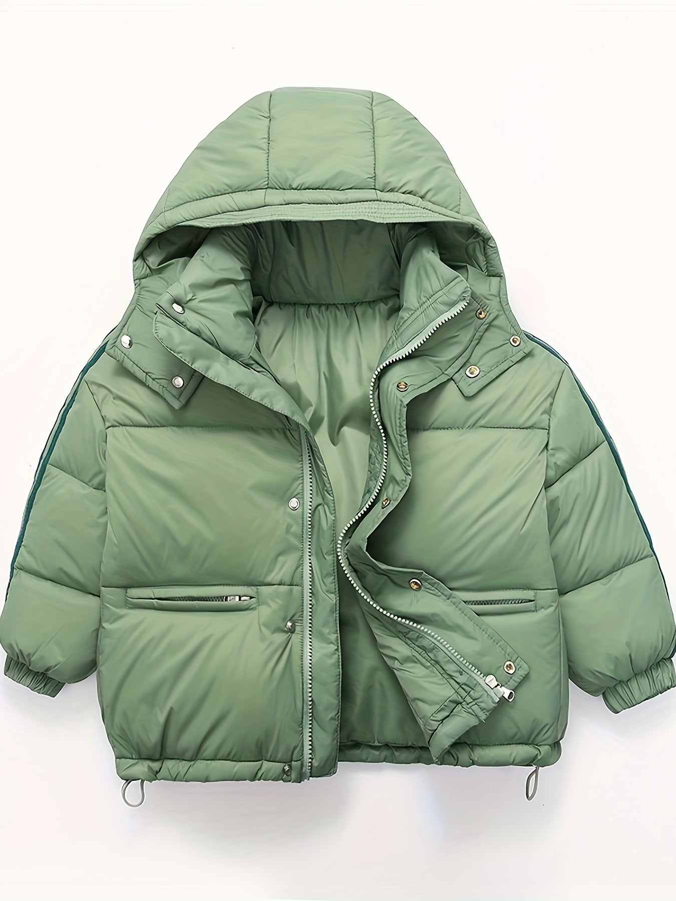 Boys' Deluxe Down Jacket Snow Suits - Soft, Warm, Zip-Up Hooded Winter Overcoat with Spacious Pockets, Reflective Strips for Enhanced Visibility, Perfect for Outdoor Play, Cold Weather Activities, and School Days