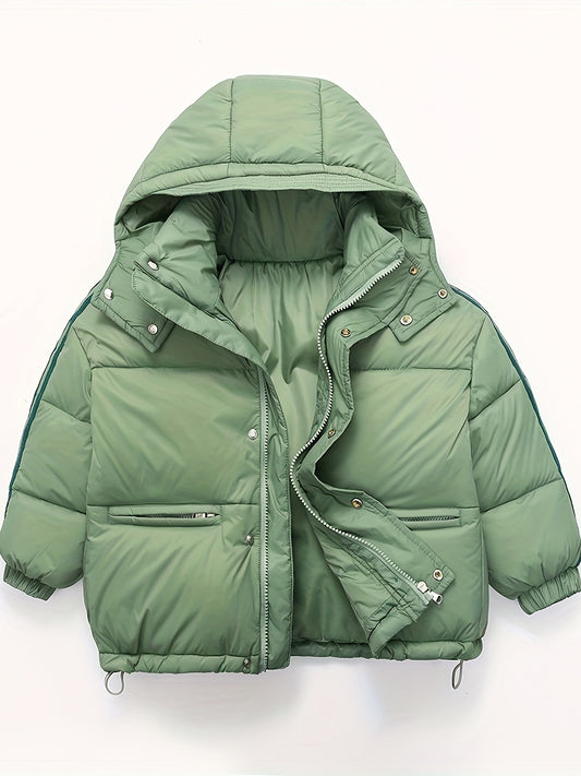 Boys' Deluxe Down Jacket Snow Suits - Soft, Warm, Zip-Up Hooded Winter Overcoat with Spacious Pockets, Reflective Strips for Enhanced Visibility, Perfect for Outdoor Play, Cold Weather Activities, and School Days