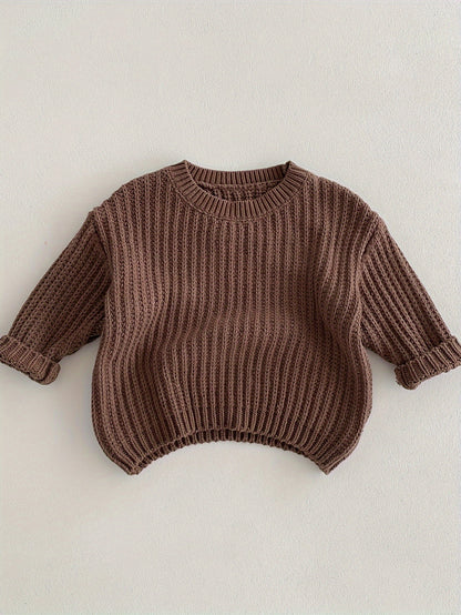 Boys Korean Style Knit Pullover Sweater, Casual & Comfortable Top For Fall/Winter