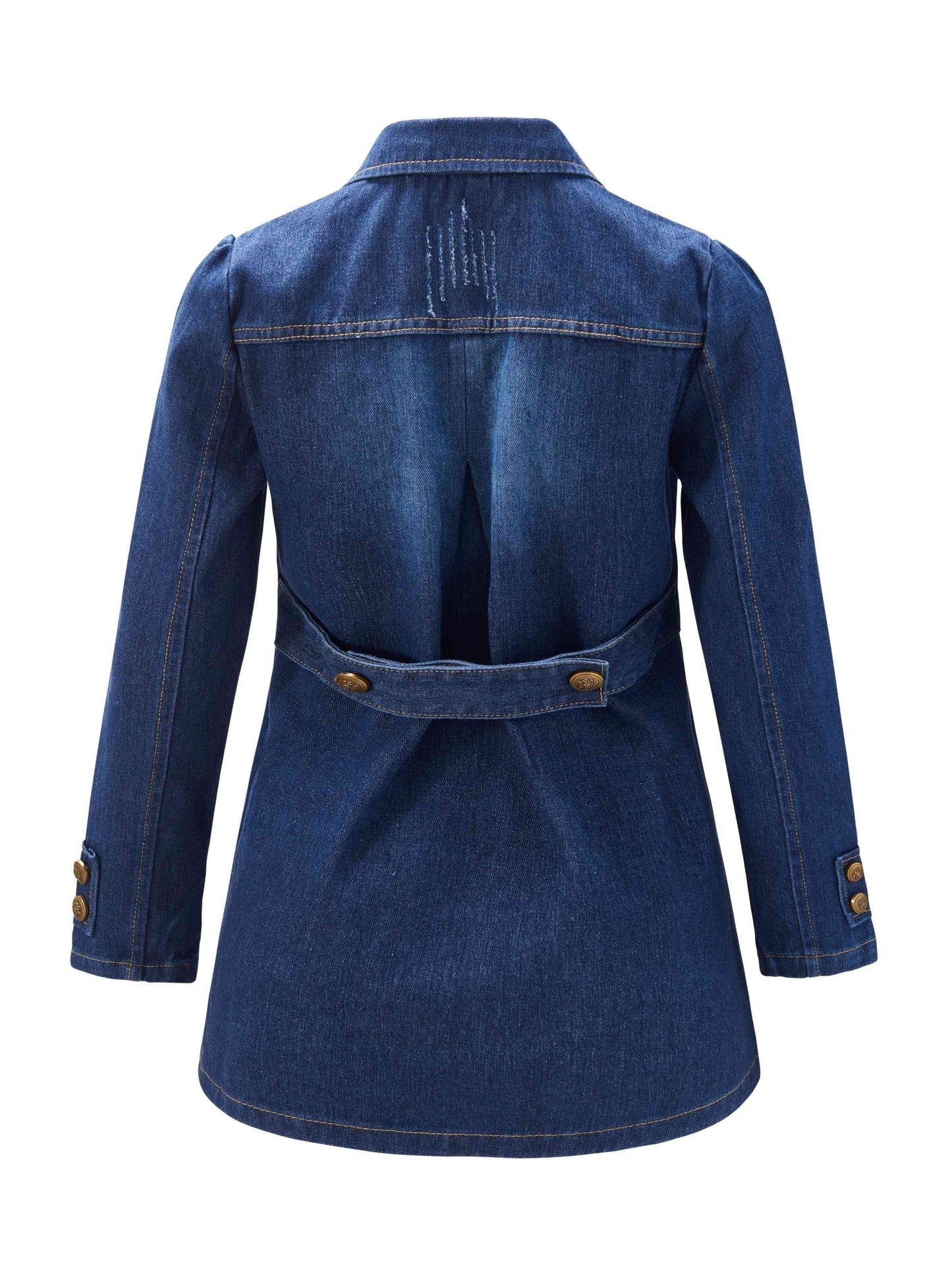 Chic Double-Breasted Denim Jacket: Color Block, Ripped Details - Trendy Fall/Winter Casual Coat with Flap Pockets