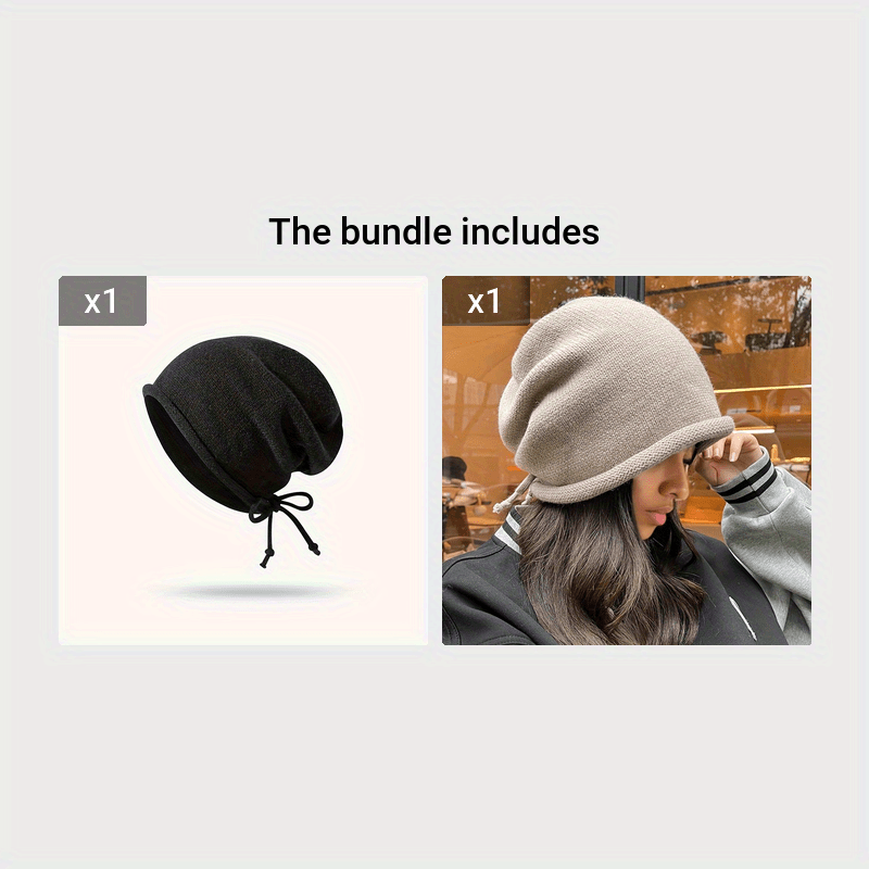 Stretchy Slouchy Beanie Hat - Soft, Lightweight, Warm, and Fitted Knit Fabric with Toggle Closure - Perfect for New Years Occasion, Hand Wash Only, Solid Color Ear Protection Streetwear