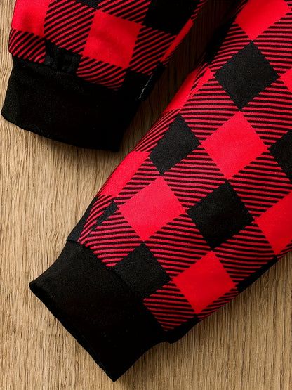 2pcs Baby's Christmas Co-Ords, Bow Decor Turndown Collar Faux Two-piece Romper & Casual Pants, Toddler & Infant Boy's Clothing Set For Fall Winter, Outdoor Cloth