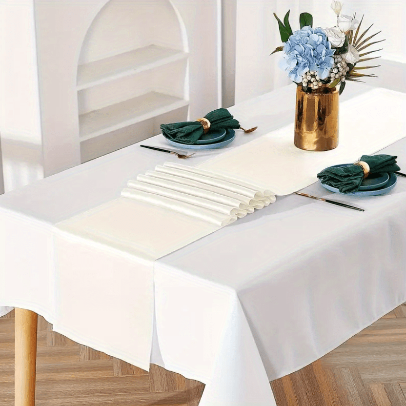 10pcs Satin Table Runner - Romantic Boho Sashes for Wedding, Bridal Shower, Baby Shower, Holiday Banquet, Thanksgiving, Birthday Party, Table, Dining Room, Dresser Decor, Home Decor, Scene Decor, 12" X 108" Stacking Table Runner