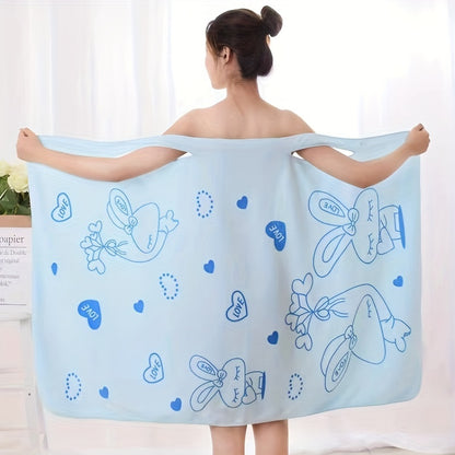 1pc Ultra-Soft, Cartoon Rabbit Patterned Bath Wrap Towel - Absorbent, Quick-Drying, Wearable, and Compact - Ideal for Women, Bathroom, Bedroom, and Spa, Contemporary Style