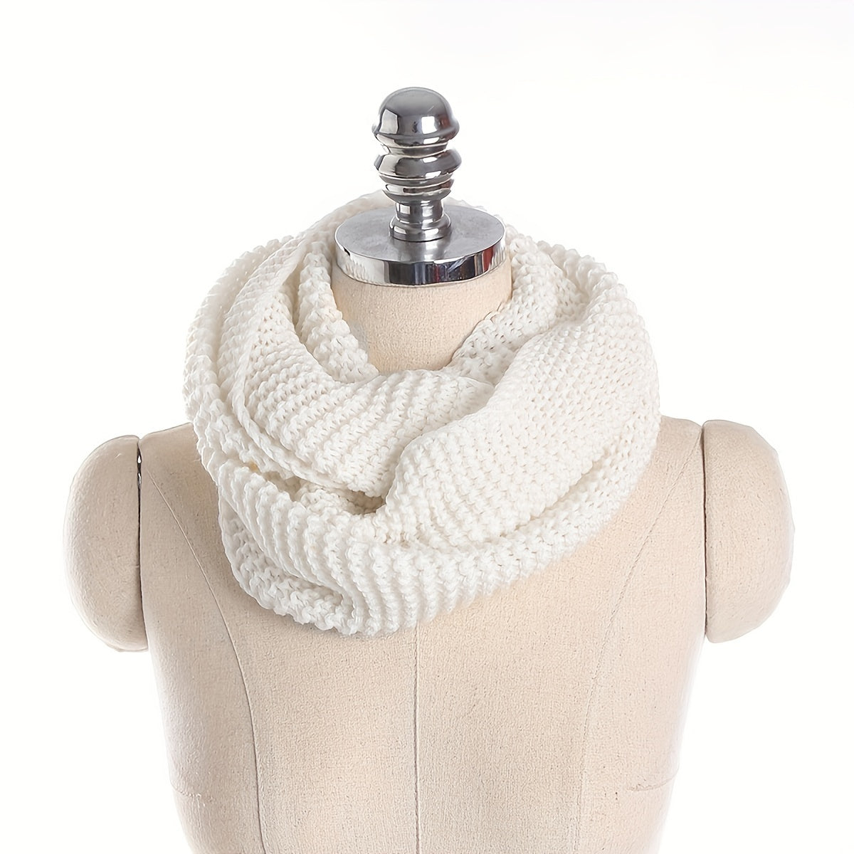 Unisex Knit Infinity Scarf Minimalist Monochrome Pullover Neck Gaiter Autumn Winter Thickened Warm Neck Cover